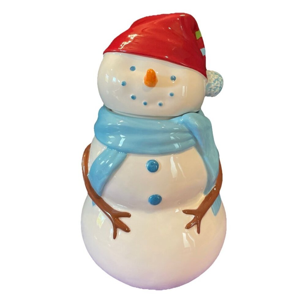 Snowman Cookie Jar Starbucks 2006 Christmas Canister Holiday Winter‎